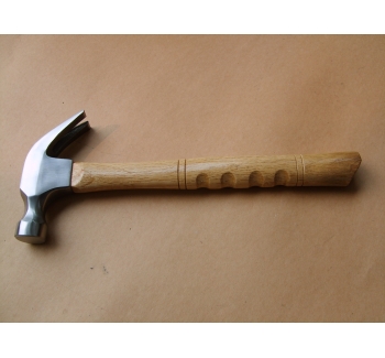Claw hammer with wooden handle